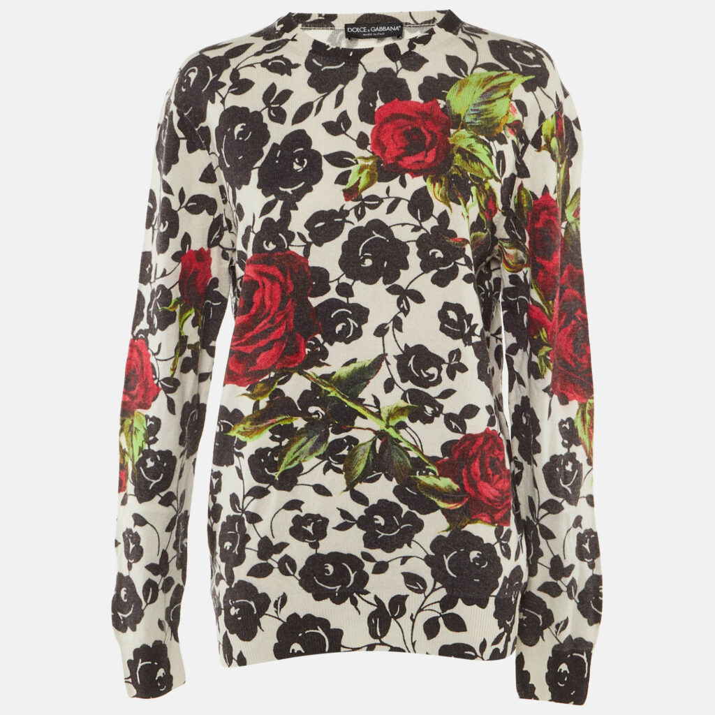luxury-women-dolcegabbana-used-clothes-p1224640-005-1.jpg Dolce & Gabbana Beige Floral Wool Blend Jumper M