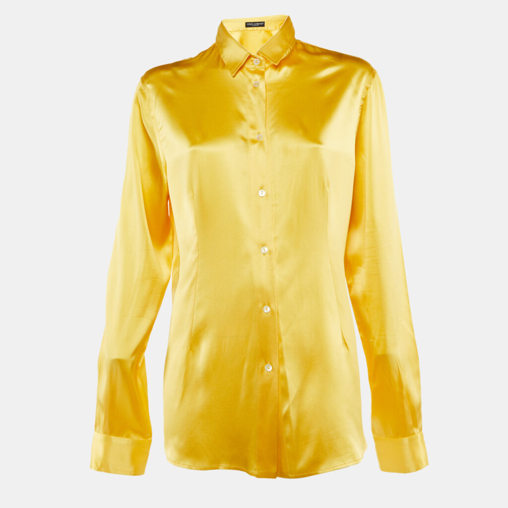 Dolce & Gabbana Yellow Silk Button Down Blouse L Dolce & Gabbana Yellow Silk Button Down Blouse L