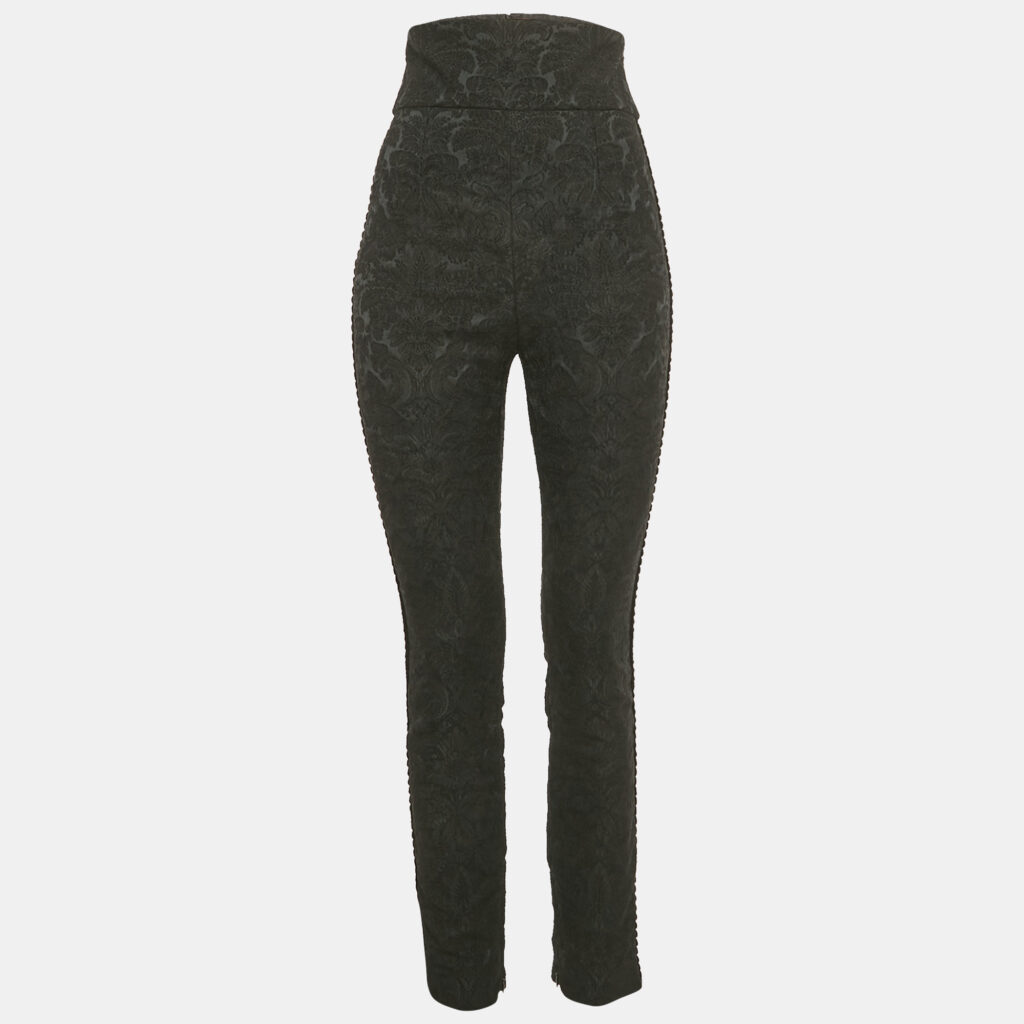 Dolce & Gabbana Black Side Trim Jacquard Trousers M