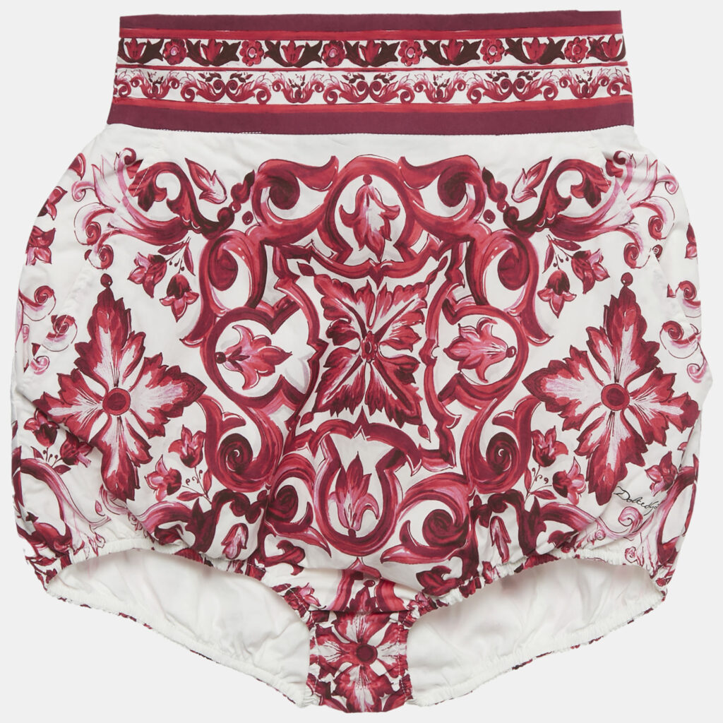 Dolce & Gabbana Pink Majolica Print Poplin Balloon Shorts S Dolce & Gabbana Pink Majolica Print Poplin Balloon Shorts S