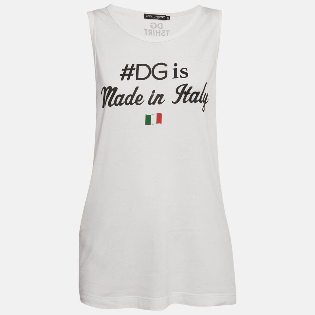 Dolce & Gabbana White #DG Print Jersey Tank Top XS Dolce & Gabbana White #DG Print Jersey Tank Top XS