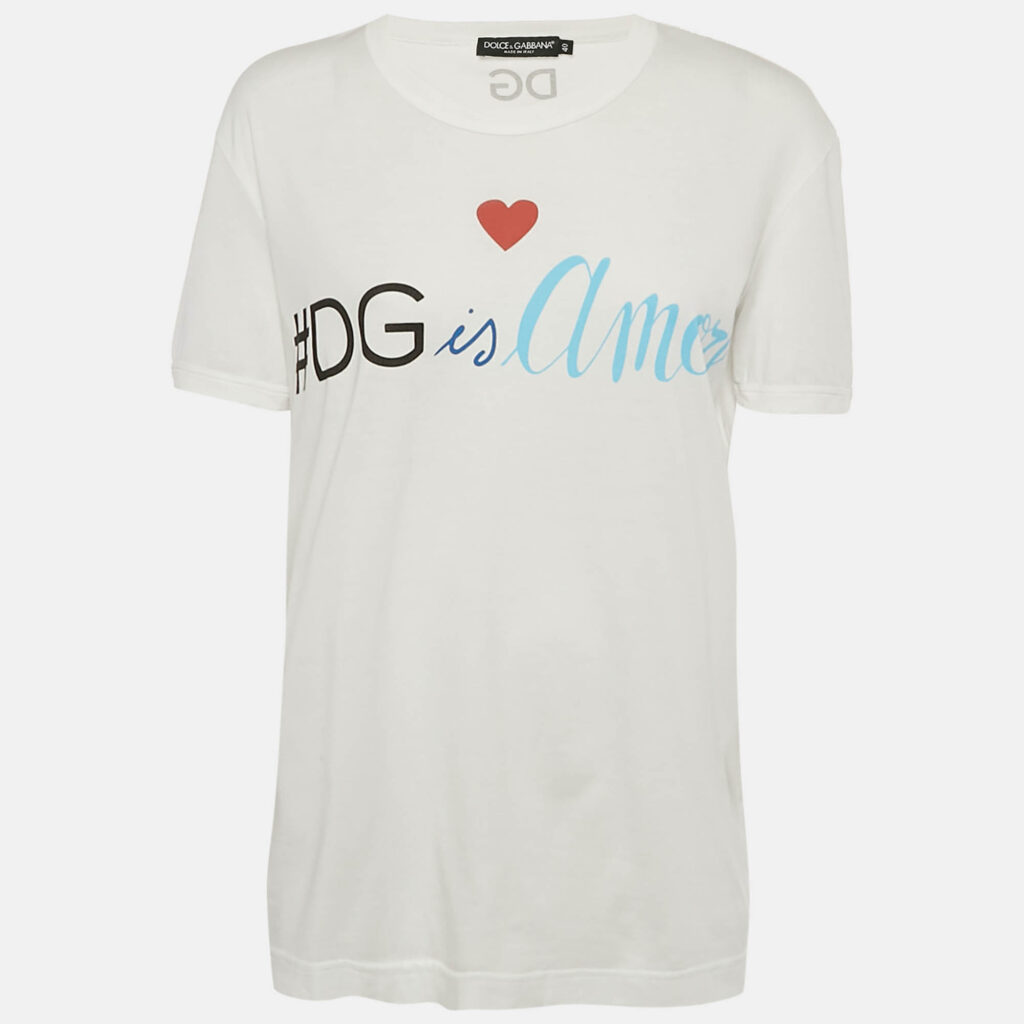 Dolce & Gabbana White DG Print Jersey T-Shirt S