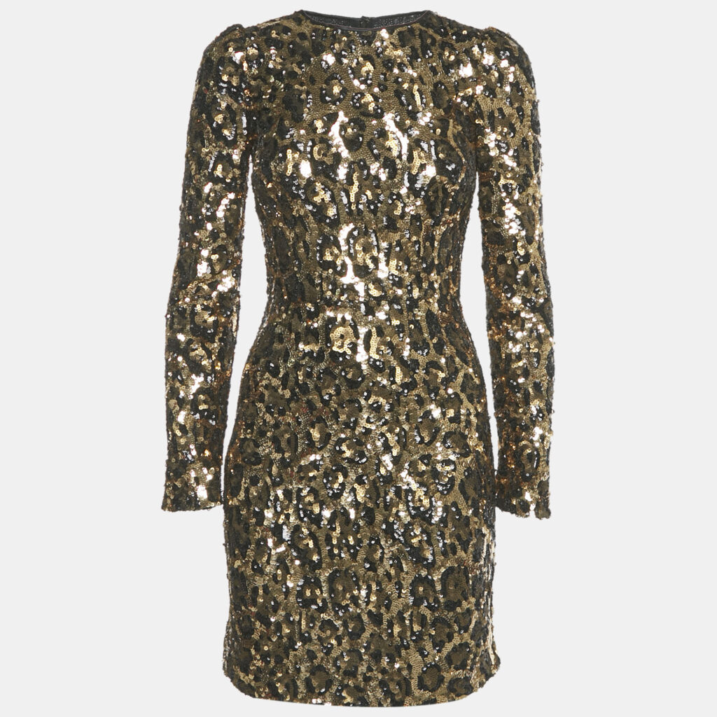Dolce & Gabbana Gold/Black Sequin Mini Dress S Dolce & Gabbana Gold/Black Sequin Mini Dress S