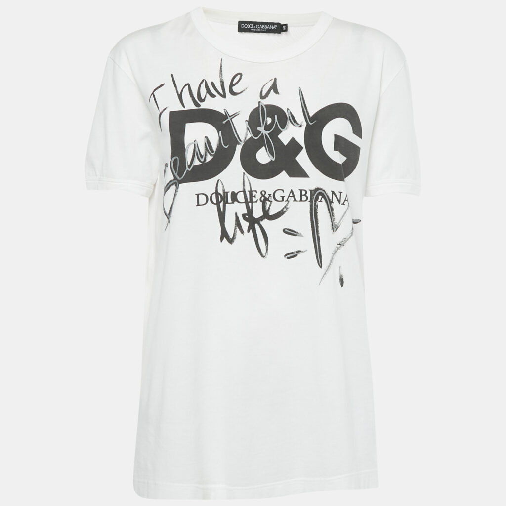 Dolce & Gabbana White Printed Cotton T-Shirt S Dolce & Gabbana White Printed Cotton T-Shirt S