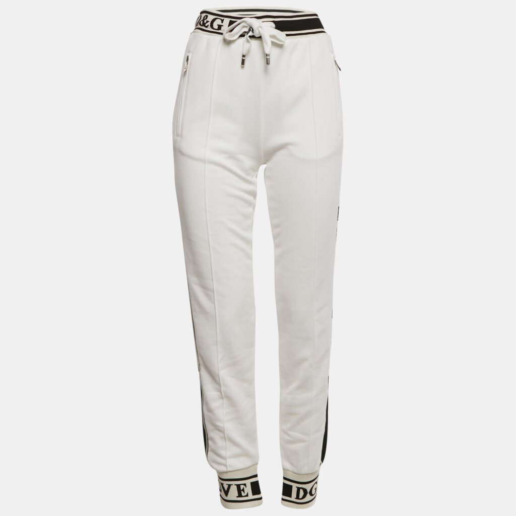 Dolce & Gabbana White Logo Band Cotton Track Pants S Dolce & Gabbana White Logo Band Cotton Track Pants S