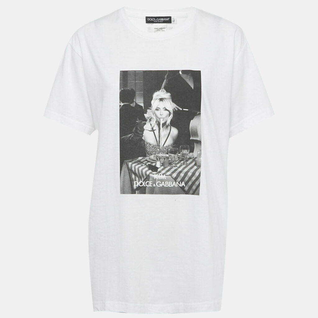 luxury-women-dolcegabbana-used-clothes-p1245687-001-1.jpg Dolce & Gabbana x Kim White Printed Jersey T-Shirt L
