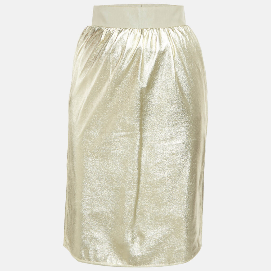 Dolce & Gabbana Metallic Gold Faux Leather Pencil Skirt XS Dolce & Gabbana Metallic Gold Faux Leather Pencil Skirt XS