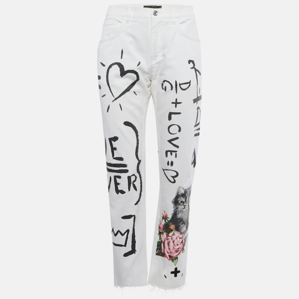 Dolce & Gabbana White Printed Denim Jeans M/Waist 30" Dolce & Gabbana White Printed Denim Jeans M/Waist 30"