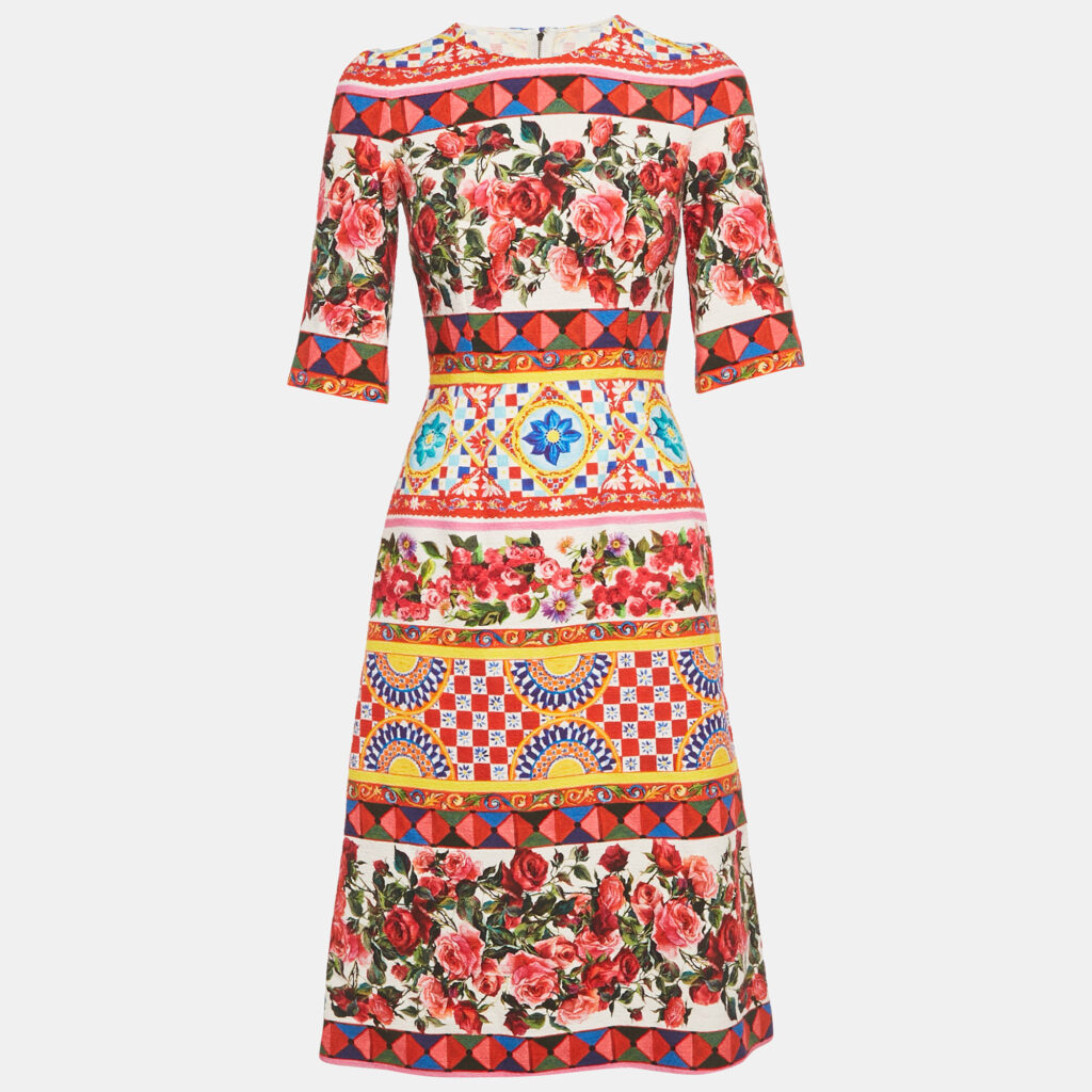 Dolce & Gabbana Multicolor Carretto Roses Print Cotton Midi Dress XS Dolce & Gabbana Multicolor Carretto Roses Print Cotton Midi Dress XS
