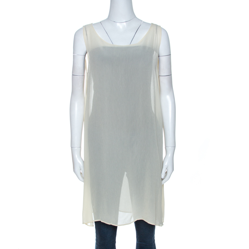 Dolce & Gabbana Vintage Cream Sheer Tunic Top M Dolce & Gabbana Vintage Cream Sheer Tunic Top M