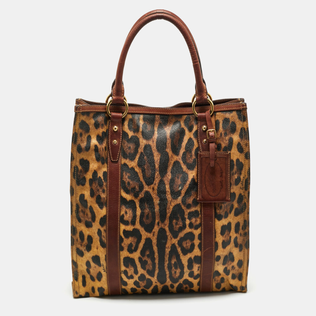 luxury-women-dolcegabbana-used-handbags-p1177685-007.jpg Dolce & Gabbana Brown Leopard Print Coated Canvas and Leather Shopper Tote