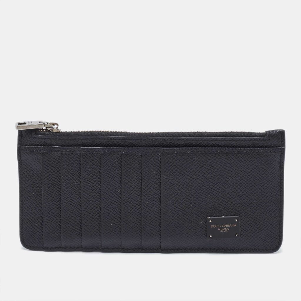 Dolce & Gabbana Black Leather Vertical Dauphine Zip Card Holder Dolce & Gabbana Black Leather Vertical Dauphine Zip Card Holder