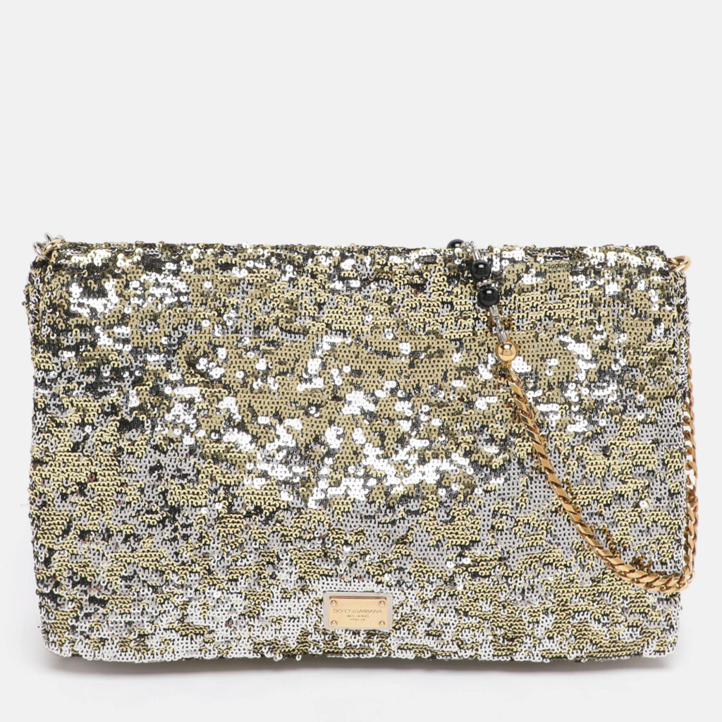 Dolce & Gabbana Metallic Sequins Miss Charles Flap Bag Dolce & Gabbana Metallic Sequins Miss Charles Flap Bag