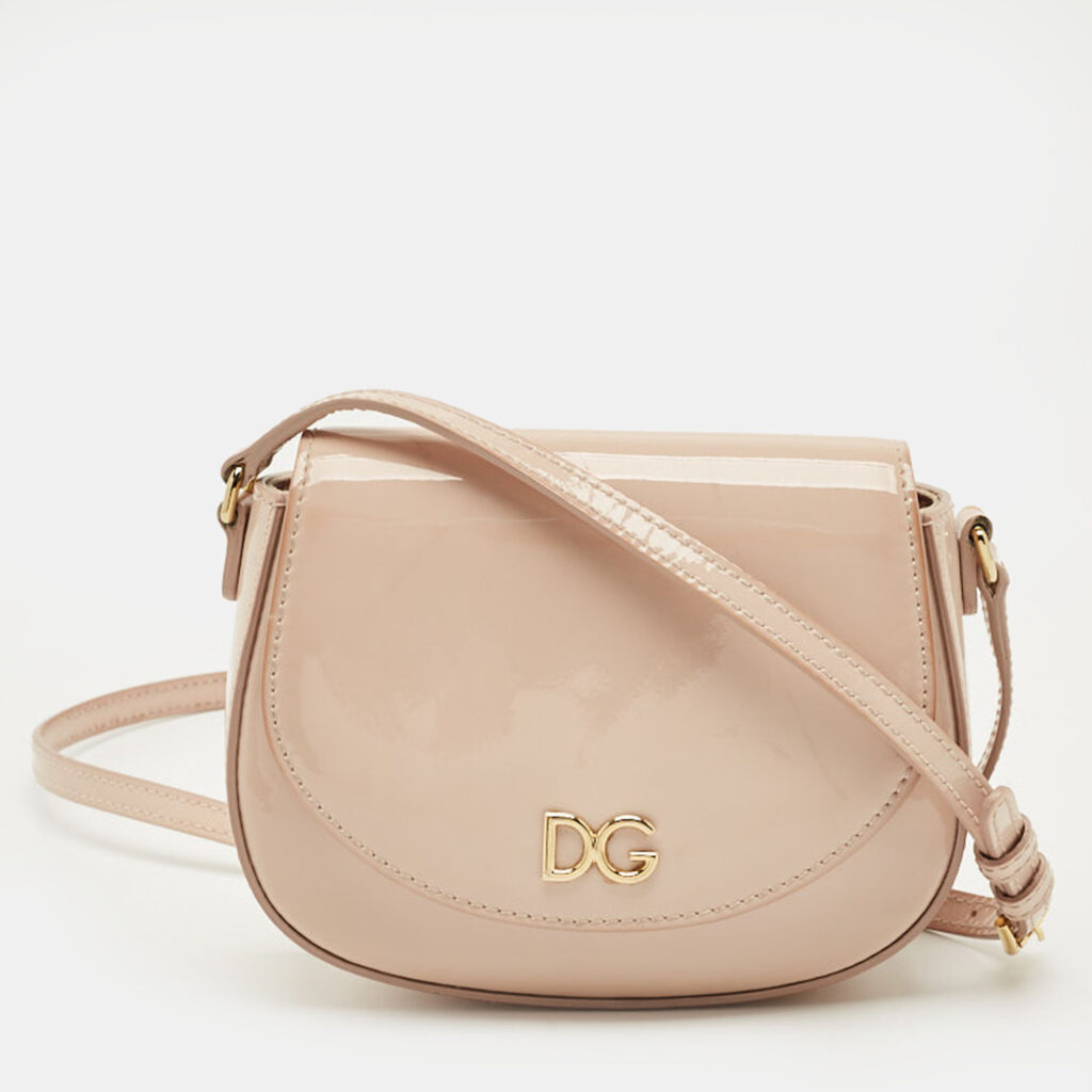 Dolce & Gabbana Beige Bambino Patent Leather Flap Crossbody Bag Dolce & Gabbana Beige Bambino Patent Leather Flap Crossbody Bag