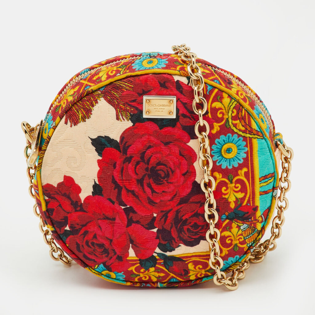 Dolce & Gabbana Multicolor Floral Print Fabric Miss Glam Round Shoulder Bag Dolce & Gabbana Multicolor Floral Print Fabric Miss Glam Round Shoulder Bag