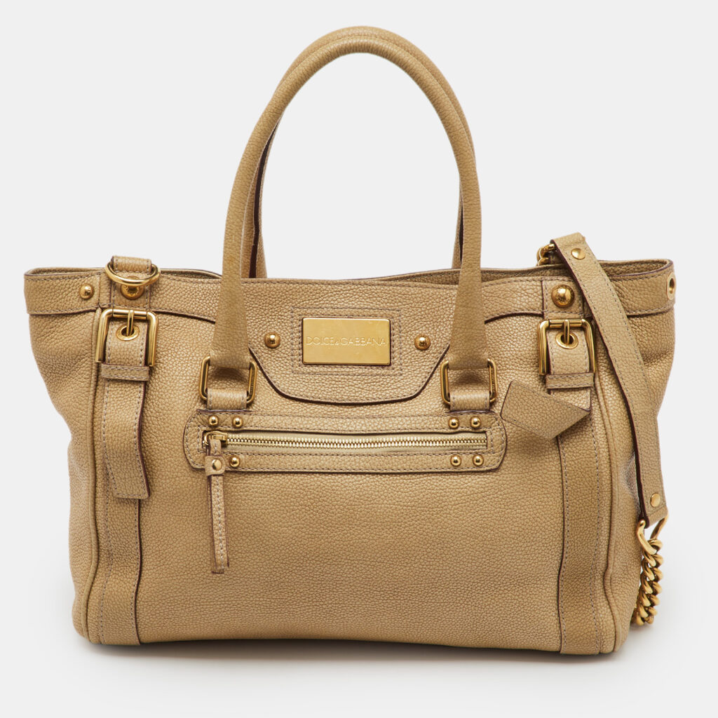 Dolce & Gabbana Beige Leather Miss Easy Way Boston Bag Dolce & Gabbana Beige Leather Miss Easy Way Boston Bag