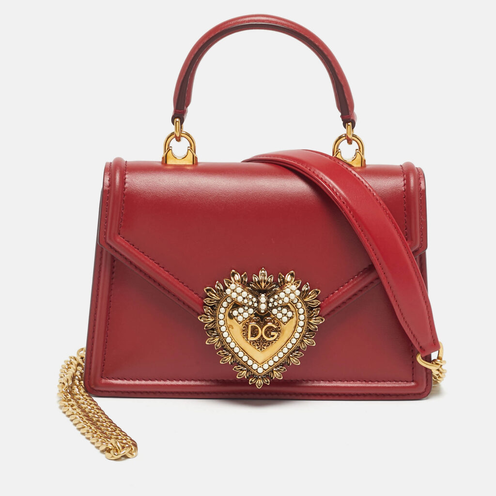 Dolce & Gabbana Red Leather Small Devotion Top Handle Bag Dolce & Gabbana Red Leather Small Devotion Top Handle Bag