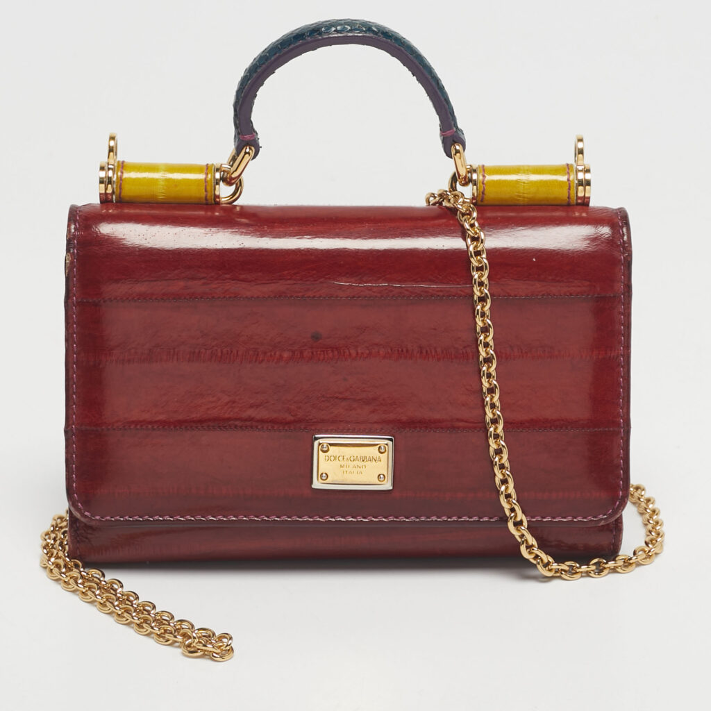 Dolce & Gabbana Multicolor Eel Leather Miss Sicily Von Wallet On Chain Dolce & Gabbana Multicolor Eel Leather Miss Sicily Von Wallet On Chain