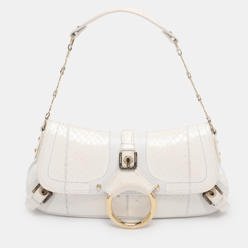 luxury-women-dolcegabbana-used-handbags-p1224442-001-1.jpg Dolce & Gabbana White Python Leather Small Shoulder Bag