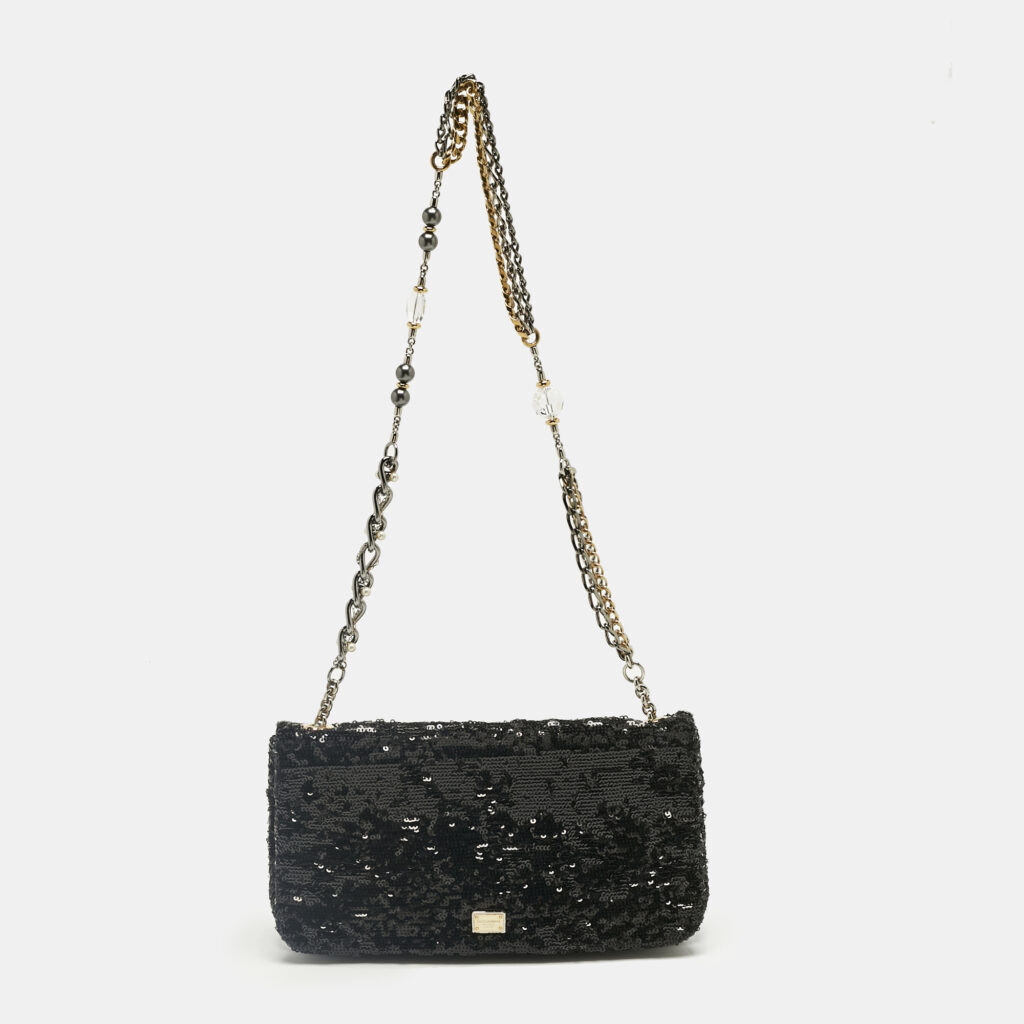 Dolce & Gabbana Black Sequins Miss Charles Shoulder Bag Dolce & Gabbana Black Sequins Miss Charles Shoulder Bag