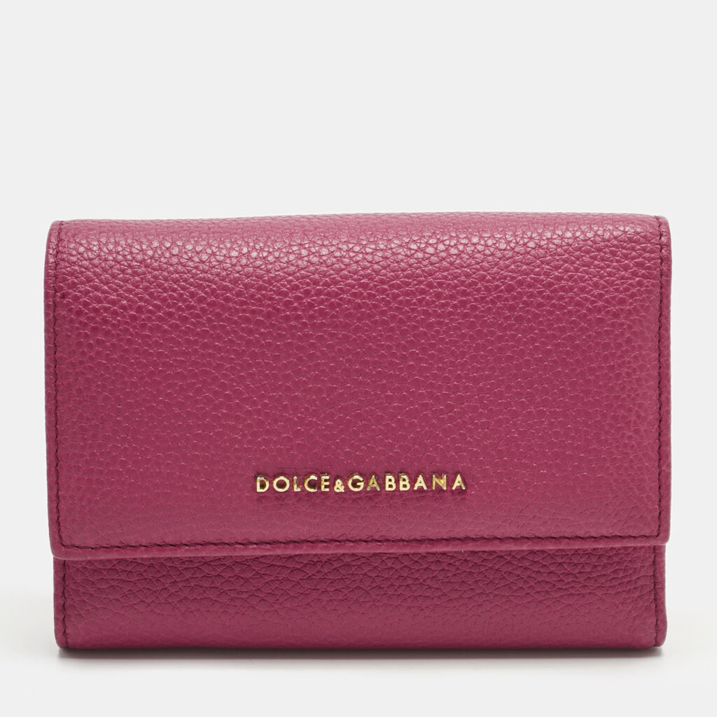 Dolce & Gabbana Pink Leather Logo Trifold Wallet
