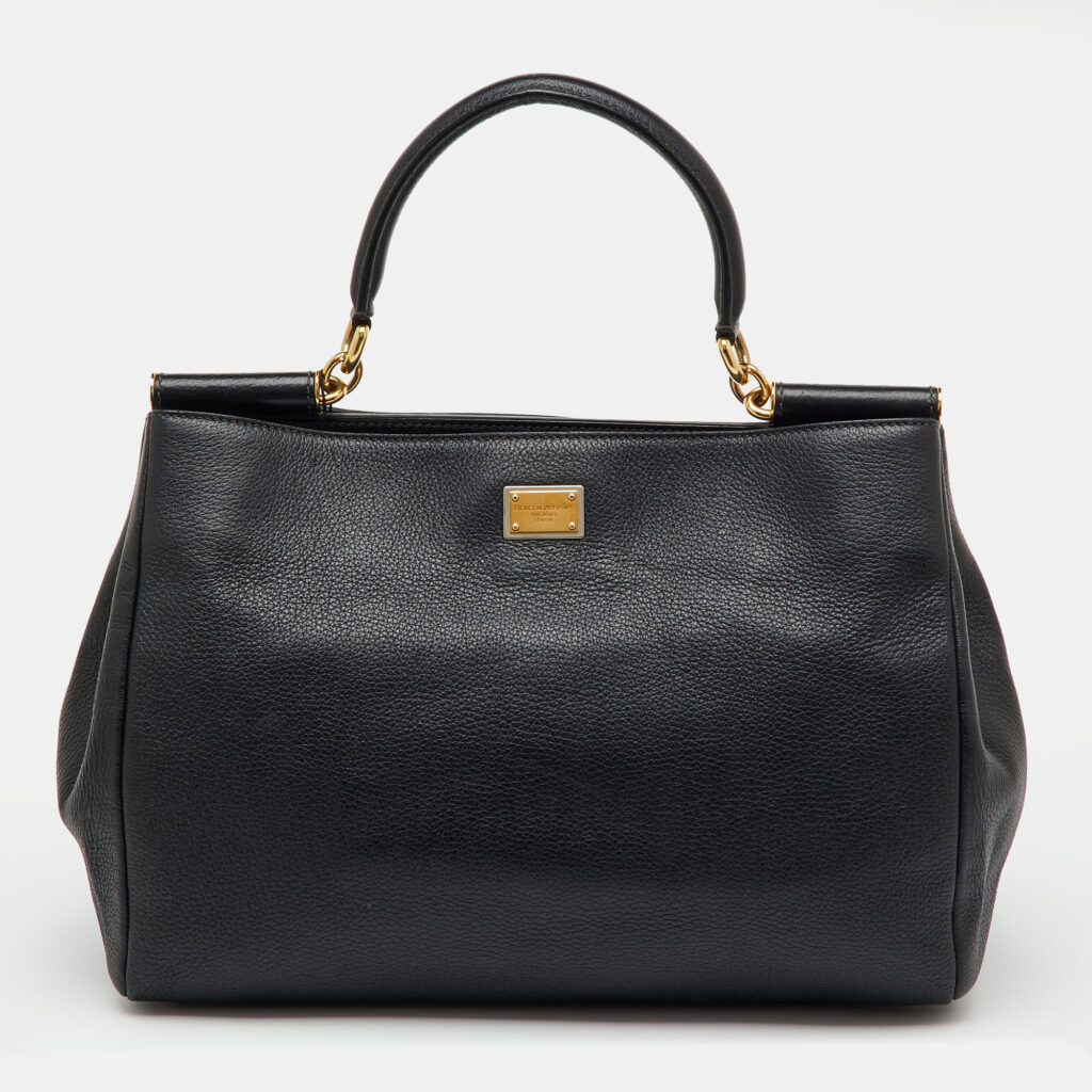 Dolce & Gabbana Black Leather Miss Sicily Tote