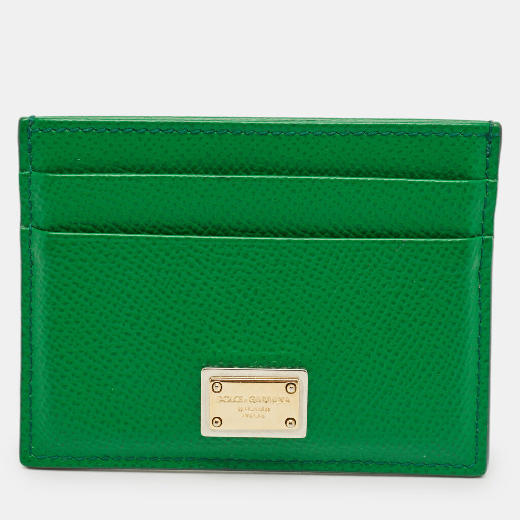 Dolce & Gabbana Green Leather Logo Card Holder Dolce & Gabbana Green Leather Logo Card Holder