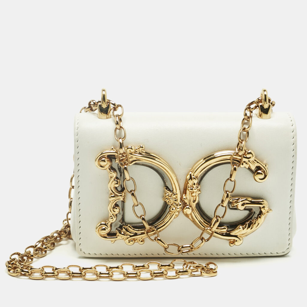 Dolce & Gabbana White Leather Micro DG Girls Crossbody Bag Dolce & Gabbana White Leather Micro DG Girls Crossbody Bag