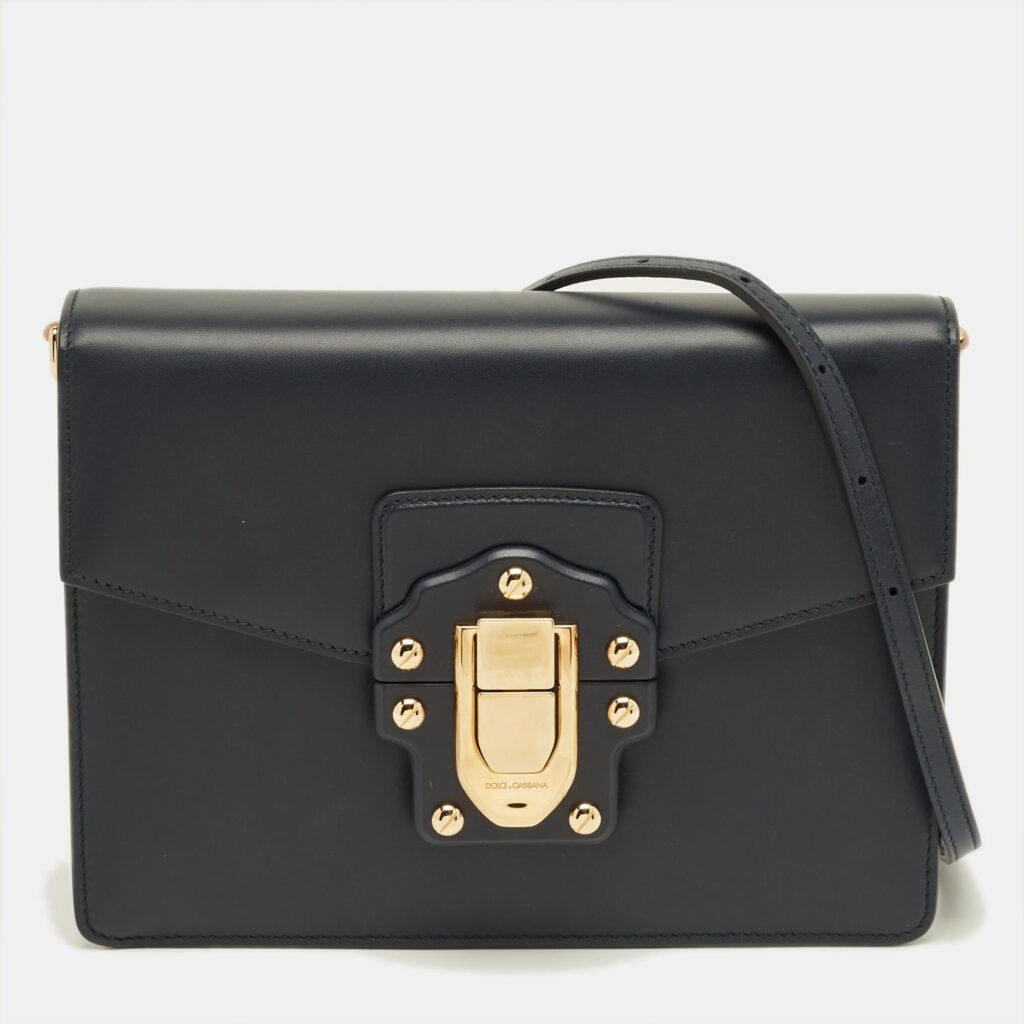 Dolce & Gabbana Dark Blue Leather Lucia Shoulder Bag Dolce & Gabbana Dark Blue Leather Lucia Shoulder Bag