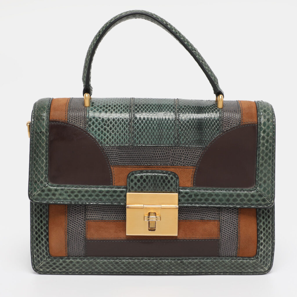 Dolce & Gabbana Multicolor Leather and Lizard Embossed Leather Rosalia Top Handle Bag Dolce & Gabbana Multicolor Leather and Lizard Embossed Leather Rosalia Top Handle Bag