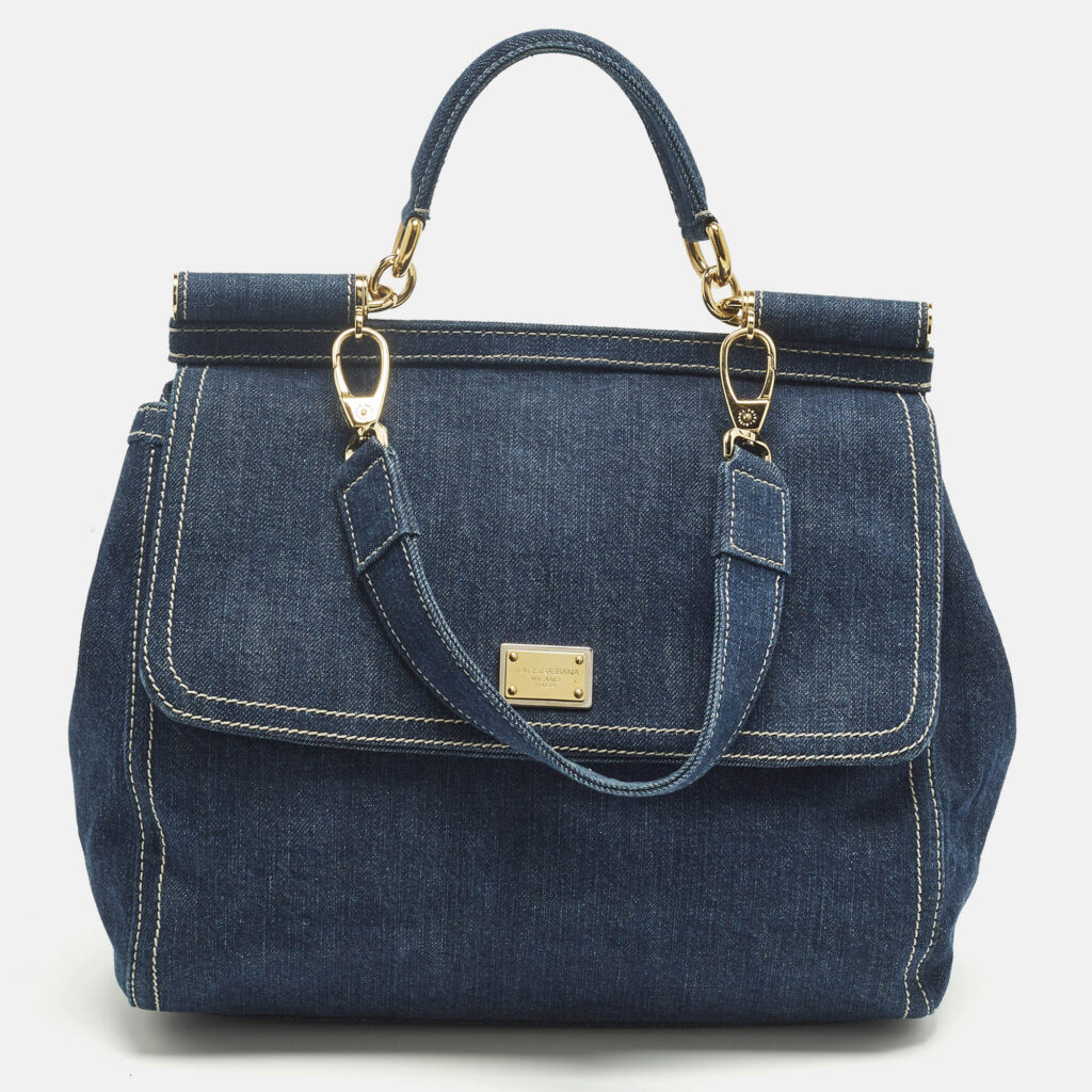 Dolce & Gabbana Blue Denim Large Miss Sicily Top Handle Bag Dolce & Gabbana Blue Denim Large Miss Sicily Top Handle Bag