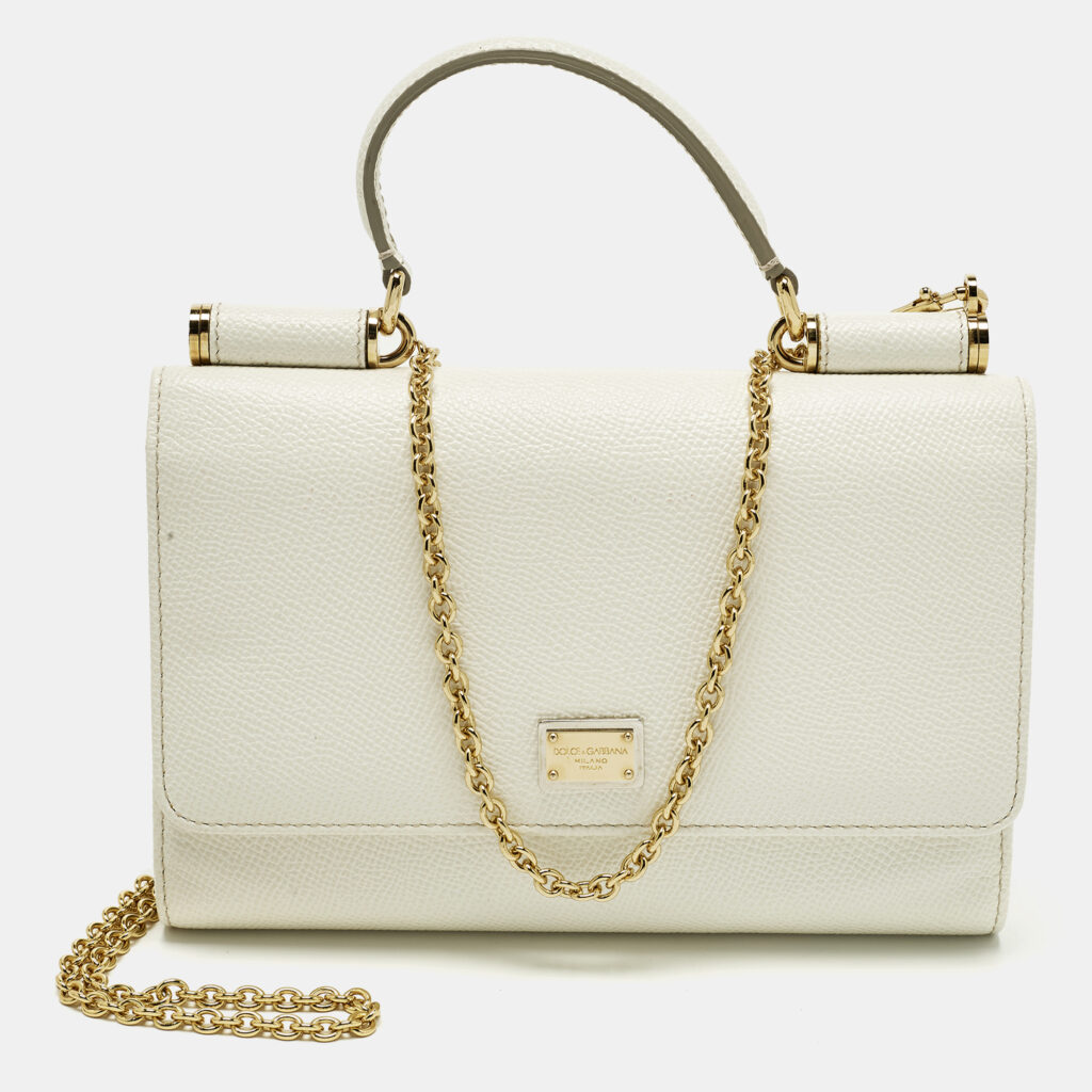 Dolce & Gabbana Miss Sicily White Leather Wallet On Chain Dolce & Gabbana Miss Sicily White Leather Wallet On Chain