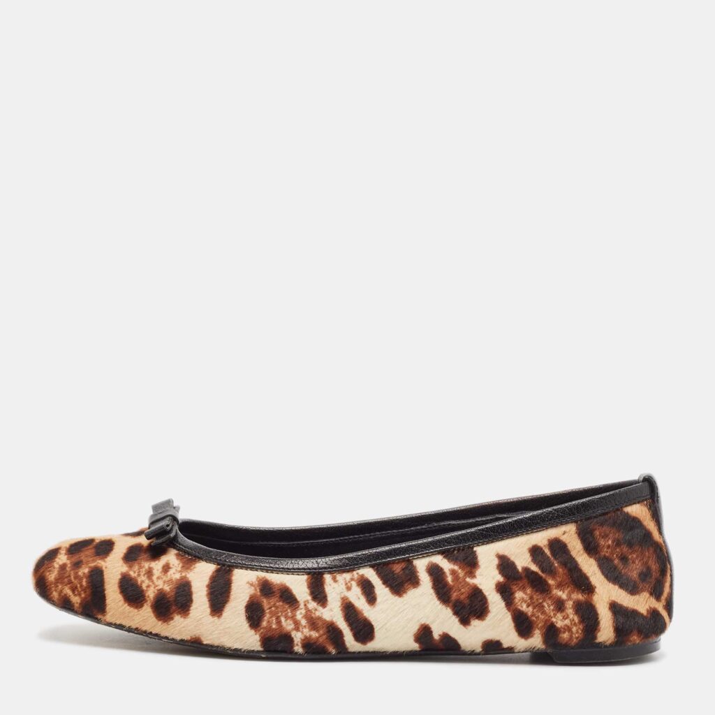 Dolce & Gabbana Brown/Beige Leopard Print Calf Hair Ballet Flats Size 36 Dolce & Gabbana Brown/Beige Leopard Print Calf Hair Ballet Flats Size 36