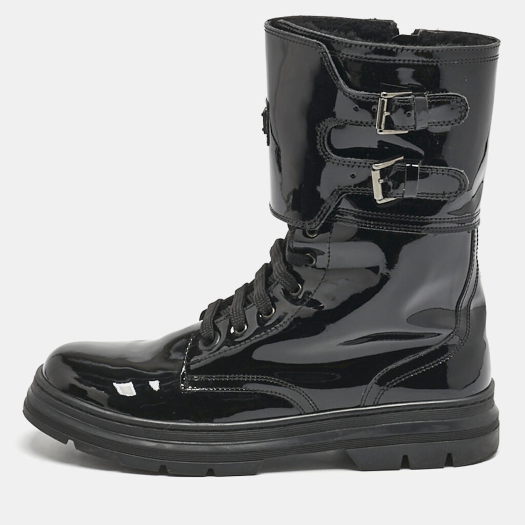 Dolce & Gabbana Black Patent Leather Combat Boots Size 38 Dolce & Gabbana Black Patent Leather Combat Boots Size 38