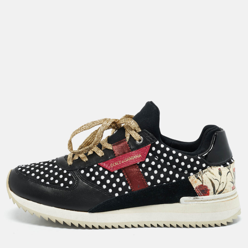 Dolce & Gabbana Multicolor Leather And Suede Polka Dot Sneakers Size 37 Dolce & Gabbana Multicolor Leather And Suede Polka Dot Sneakers Size 37