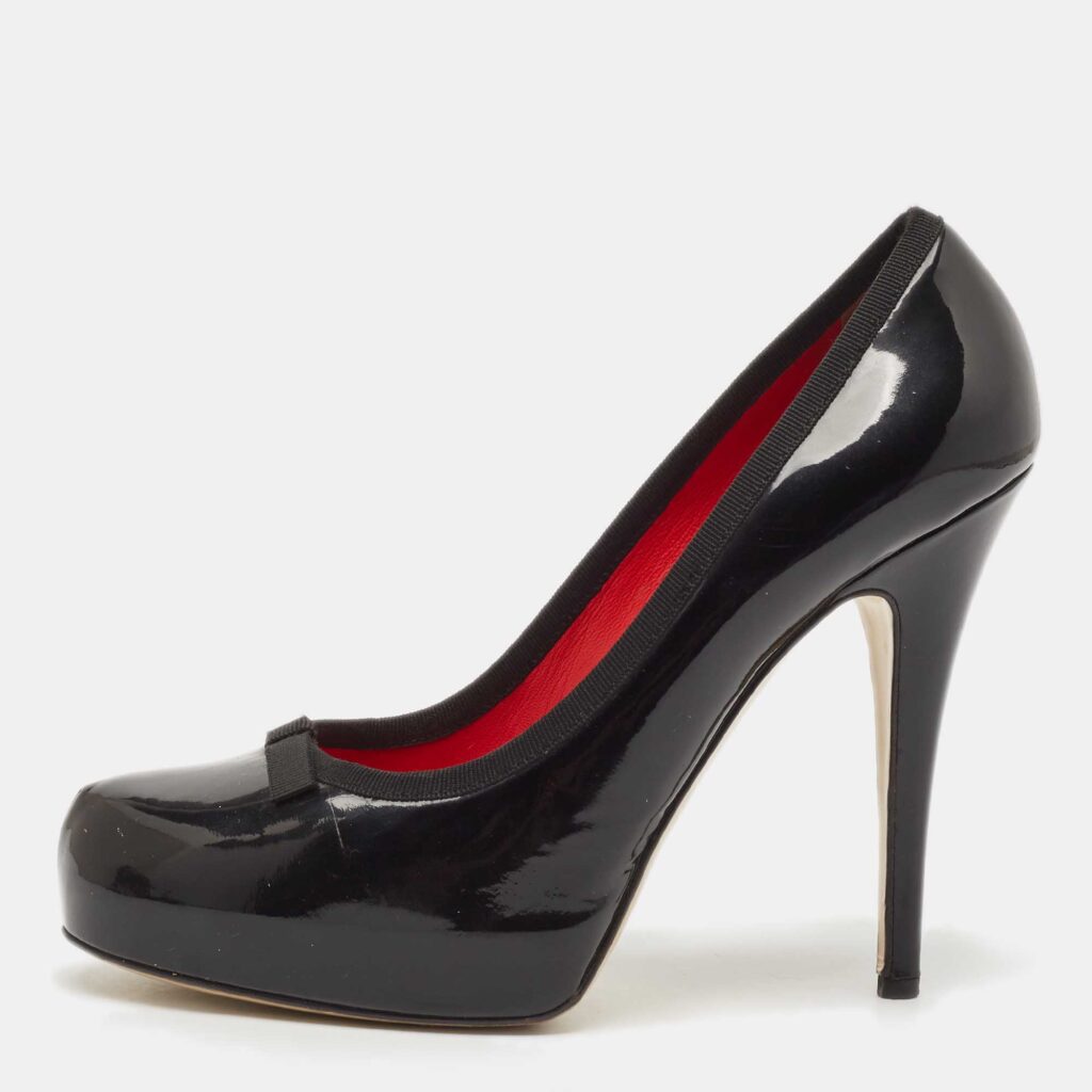 Dolce & Gabbana Black Patent Leather Bow Platform Pumps Size 40 Dolce & Gabbana Black Patent Leather Bow Platform Pumps Size 40