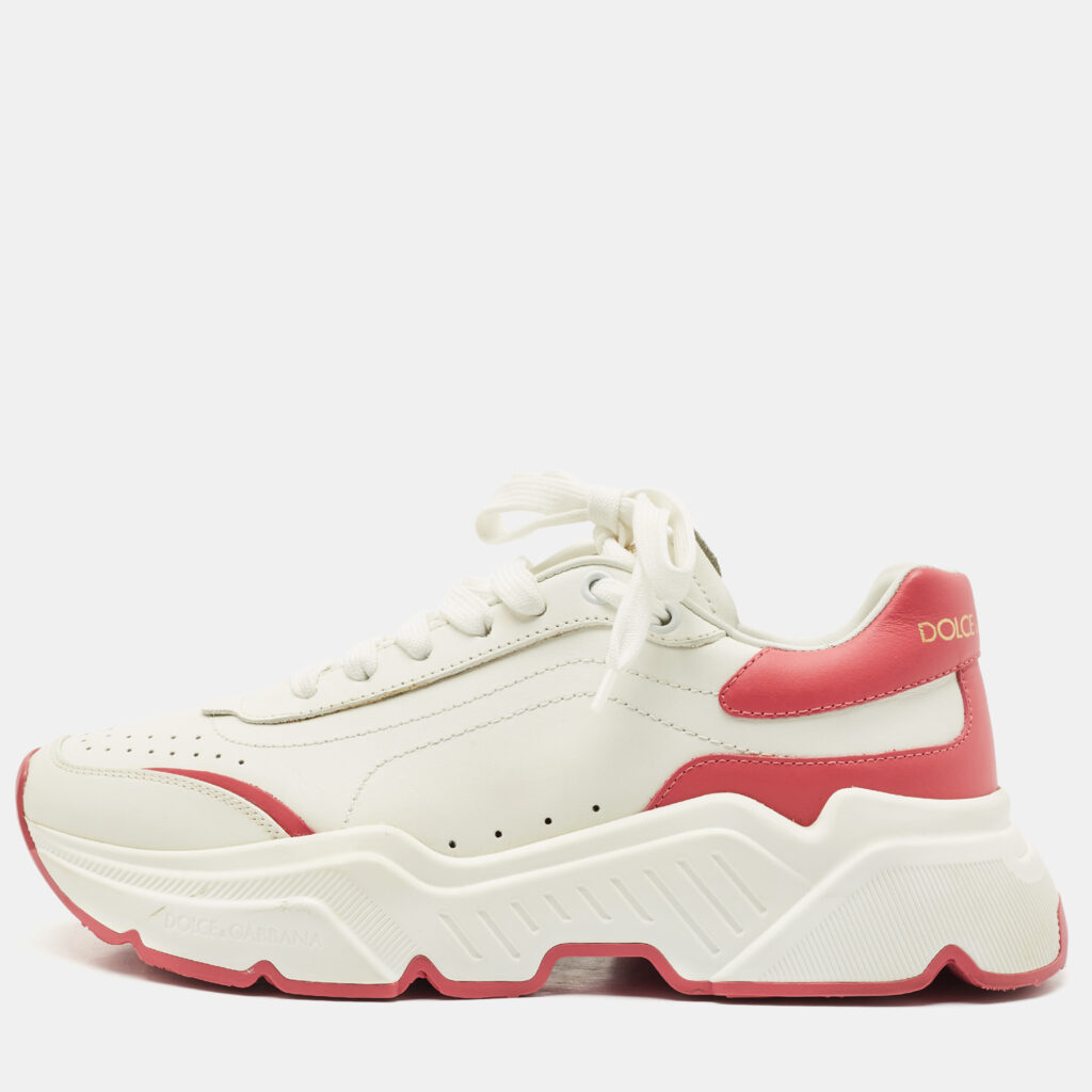 Dolce & Gabbana White/Pink Leather Daymaster Sneakers Size 39 Dolce & Gabbana White/Pink Leather Daymaster Sneakers Size 39