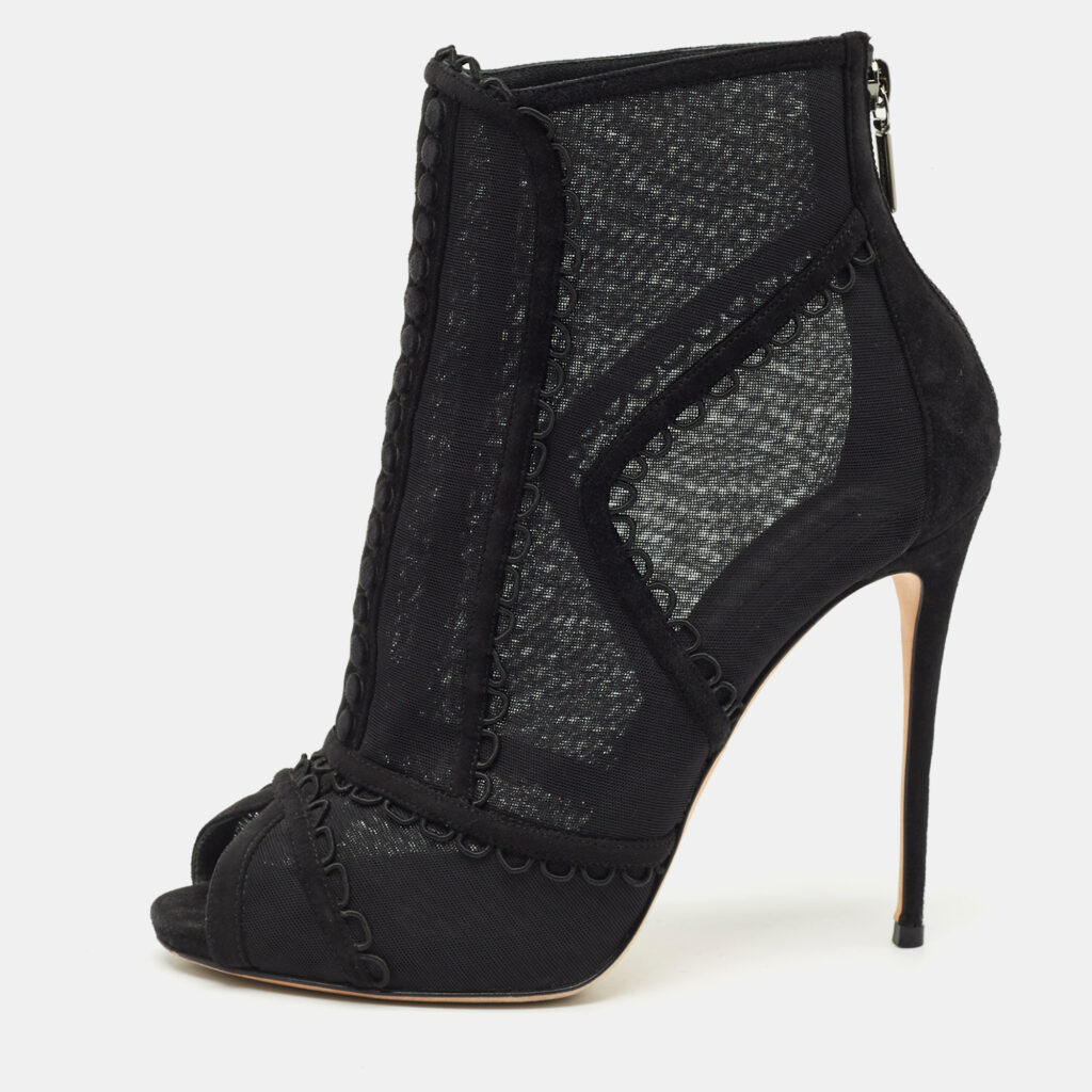 Dolce & Gabbana Black Mesh and Suede Trim Peep Toe Booties Size 40 Dolce & Gabbana Black Mesh and Suede Trim Peep Toe Booties Size 40