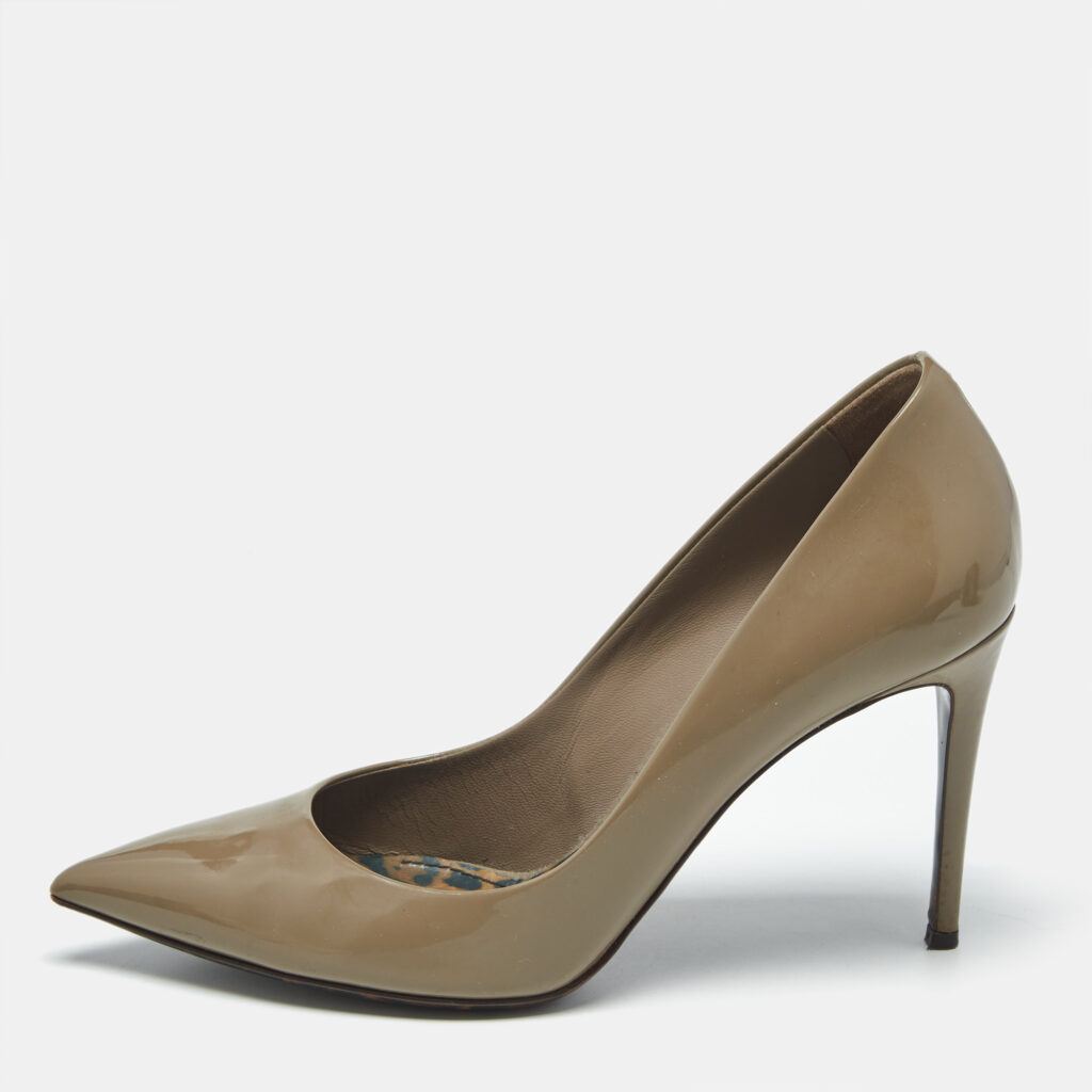 Dolce & Gabbana Olive Green Patent Leather Pointed Toe Pumps Size 40