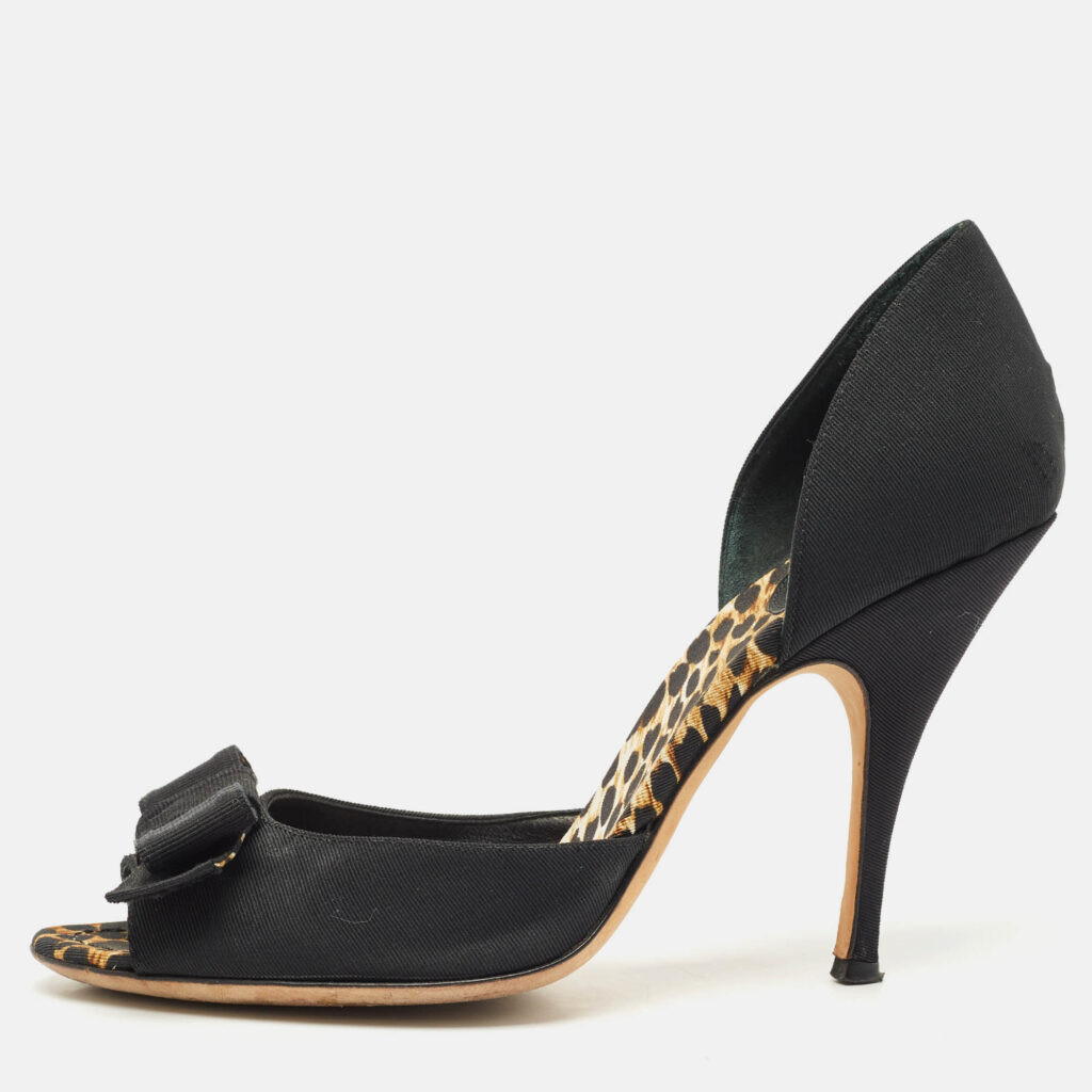 Dolce & Gabbana Black Canvas Bow D'Orsay Pumps Size 40 Dolce & Gabbana Black Canvas Bow D'Orsay Pumps Size 40
