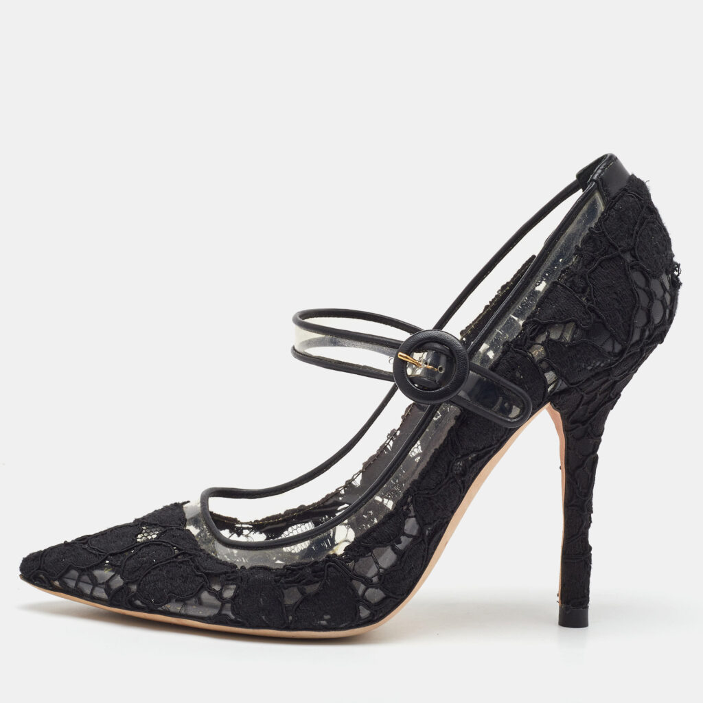 Dolce & Gabbana Black Lace and PVC Mary Jane Pumps Size 38 Dolce & Gabbana Black Lace and PVC Mary Jane Pumps Size 38