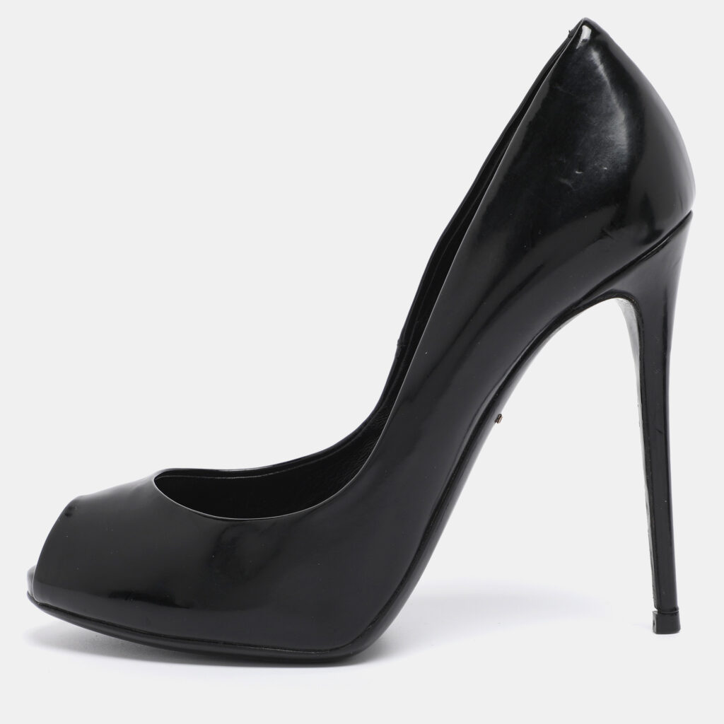 Dolce & Gabbana Black Patent Leather Peep Toe Pumps Size 37 Dolce & Gabbana Black Patent Leather Peep Toe Pumps Size 37