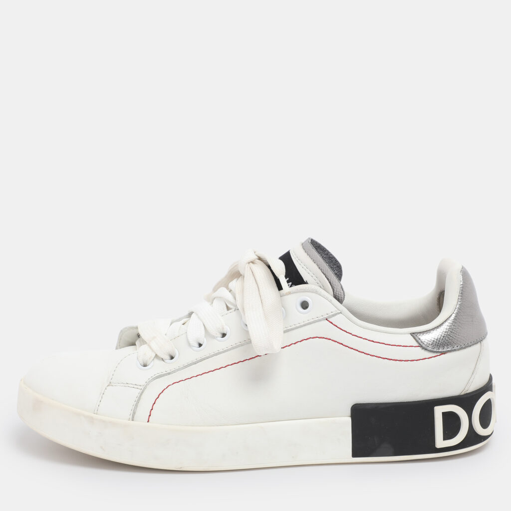 Dolce & Gabbana White Leather Portofino Low Top Sneakers Size 40 Dolce & Gabbana White Leather Portofino Low Top Sneakers Size 40