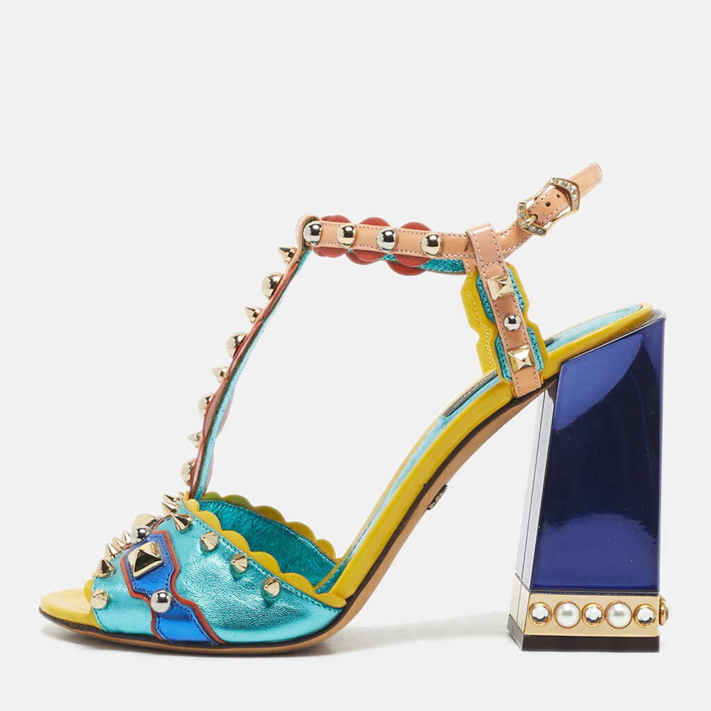 Dolce & Gabbana Multicolor Leather Keira Ankle Strap Sandals Size 38 Dolce & Gabbana Multicolor Leather Keira Ankle Strap Sandals Size 38