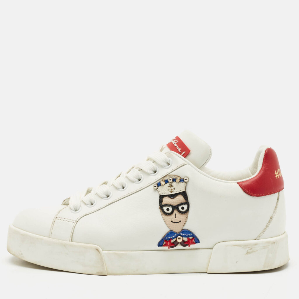 Dolce & Gabbana White Leather Portofino Low Top Sneakers Size 35 Dolce & Gabbana White Leather Portofino Low Top Sneakers Size 35