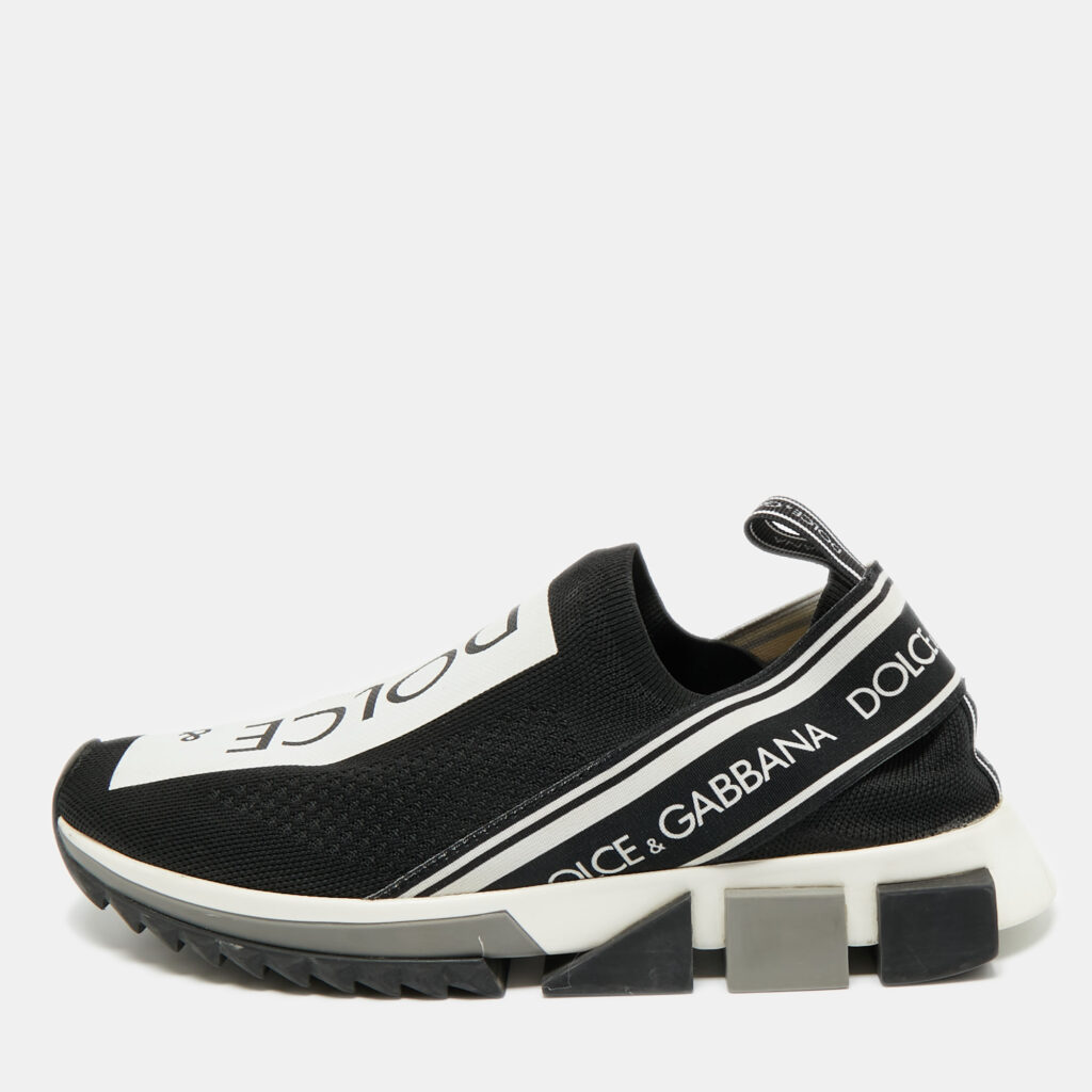 Dolce & Gabbana Black Knit Fabric Sorrento Slip On Sneakers Size 40.5 Dolce & Gabbana Black Knit Fabric Sorrento Slip On Sneakers Size 40.5
