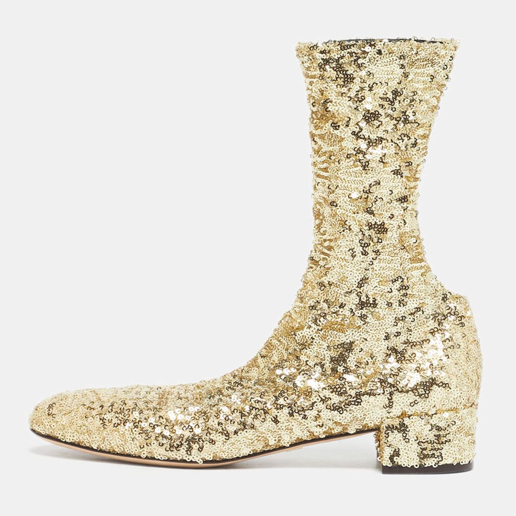 Dolce & Gabbana Gold Sequins Vally Boots Size 40 Dolce & Gabbana Gold Sequins Vally Boots Size 40