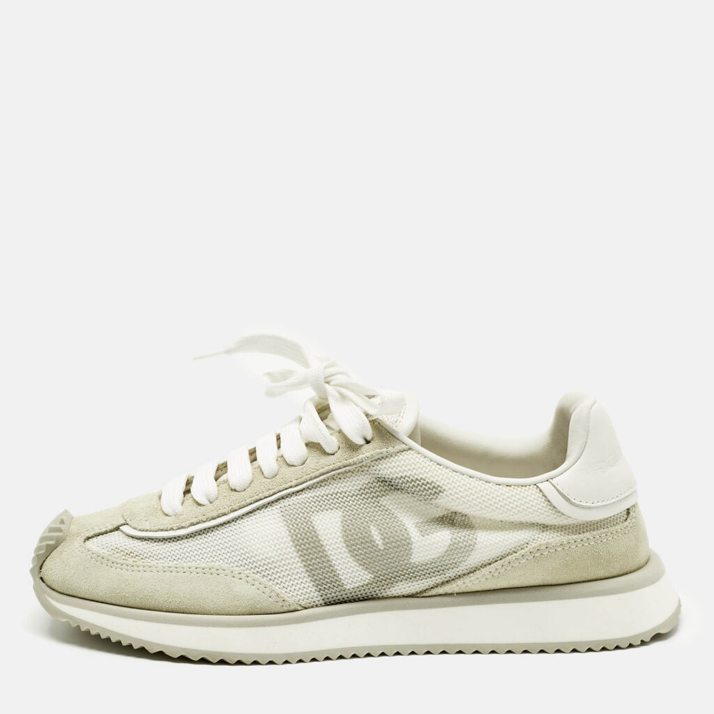Dolce & Gabbana White/Cream Suede and Leather DG Cushion Sneakers Size 36 Dolce & Gabbana White/Cream Suede and Leather DG Cushion Sneakers Size 36