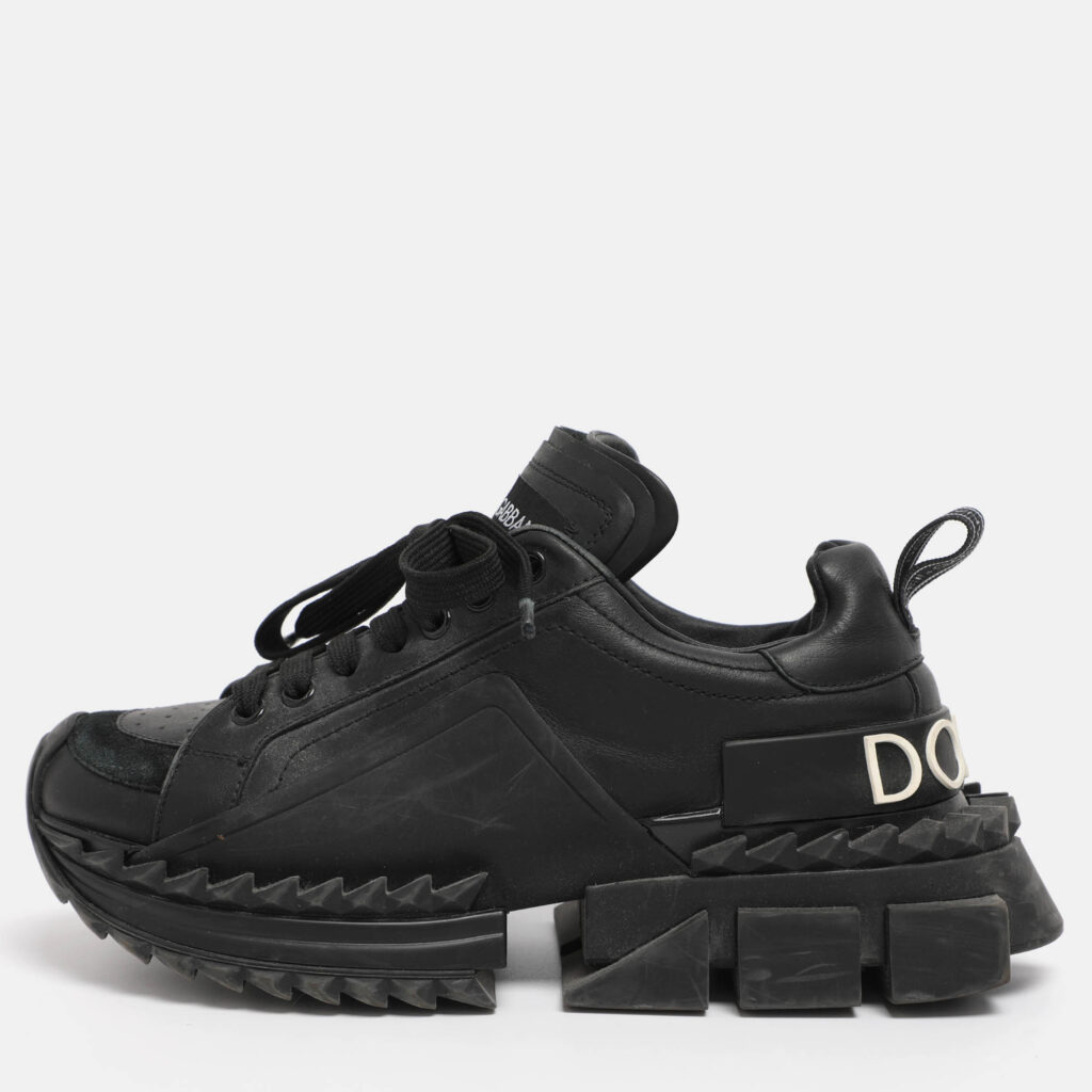 Dolce & Gabbana Black Leather and Rubber Super King Low Top Sneakers Size 37 Dolce & Gabbana Black Leather and Rubber Super King Low Top Sneakers Size 37