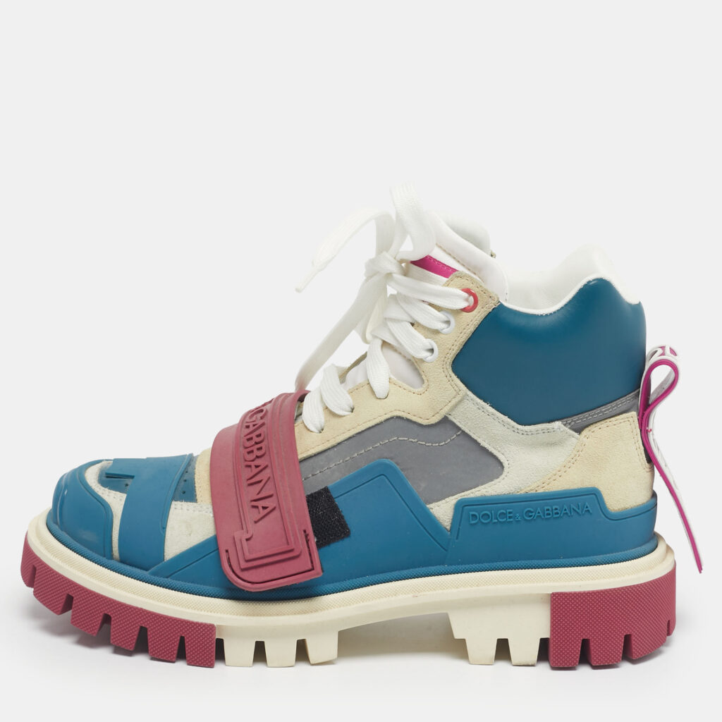 Dolce & Gabbana Multicolor Suede and Rubber High Top Sneakers Size 37